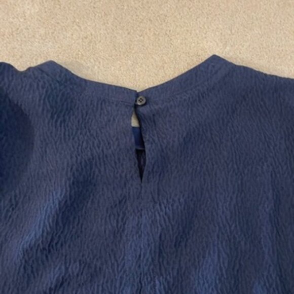 Helmut Lang Navy Textured Silk Short Sleeved Top size S - Picture 6 of 9